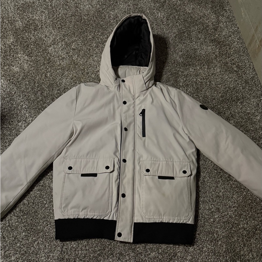 Calvin Klein Men's Light Gray Hooded Puffer Jacket